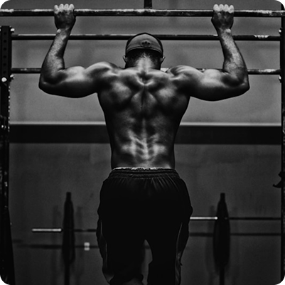 Man doing pull-up strength training